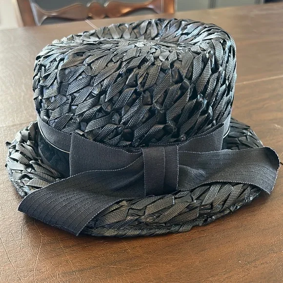 Vintage | Accessories | Vintage 4s Navy Blue Raffia Womens  display picture 2